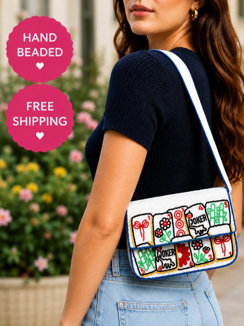 NEW! Beaded Mahjong Purse | American Mahjong Shoulder Bag | Luxury Handbag